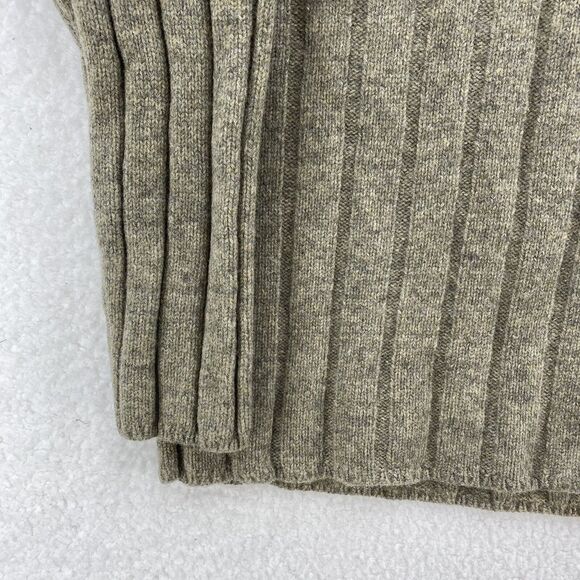 GAP Sweater Men's Large Beige VTG Lambswool Cable Knit Mock Neck 1/4 Zip Preppy - Picture 7 of 16